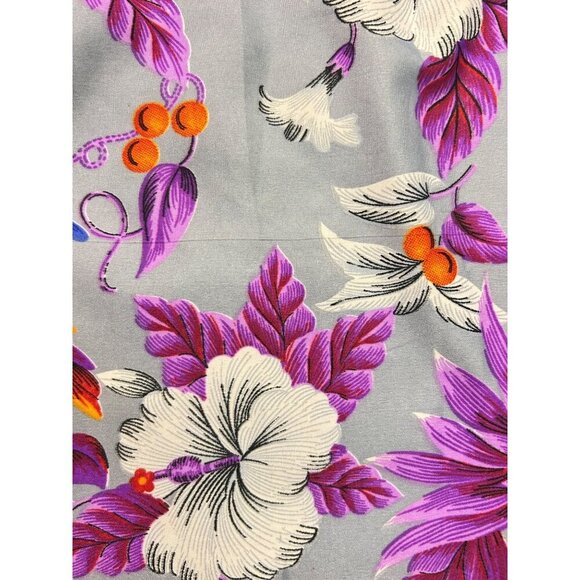 King Kameha Vintage Purple Floral & Parrot Print Short Sleeve Medium - Picture 5 of 7